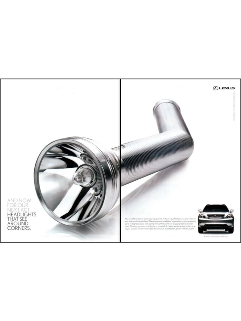 2006 Lexus RX Adaptive Headlights 2 Page Vintage Print Ad Man Cave Wall Art